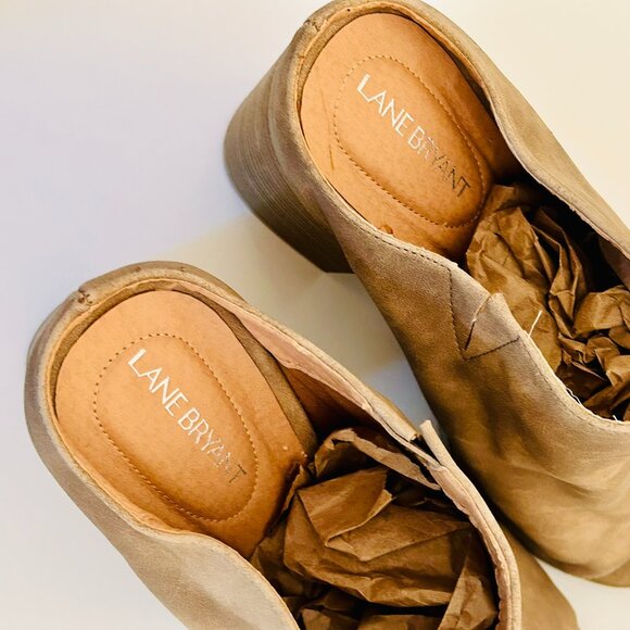 Lane Bryant Peep Toe Chunky Block Heel Mule in Marbled Beige Size 10W - Picture 7 of 8